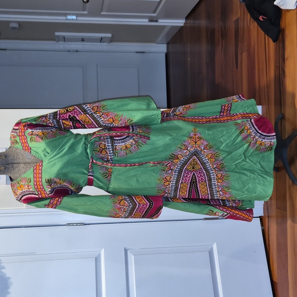 Vibrant Green Patterned Dress By Laddi